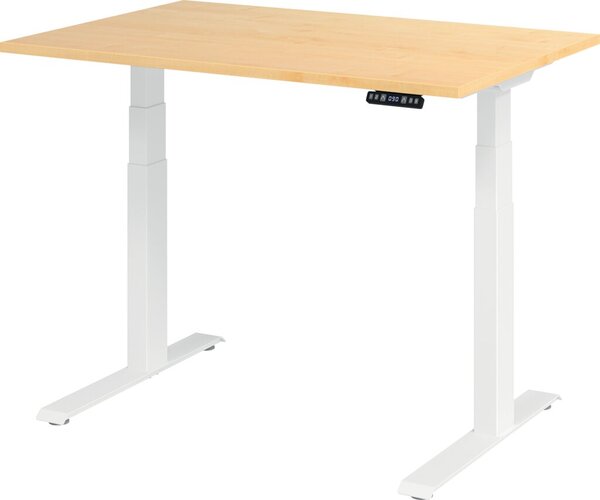 Sitz-Steh-Schreibtisch elektrisch 120 x 80 cm, Ahorn/Weiß, rechteckig