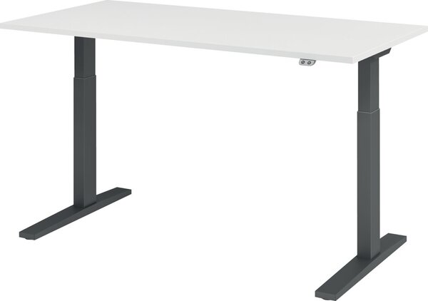 Sitz-Steh-Schreibtisch elektrisch 160 x 80 cm, Weiß/Graphit, rechteckig