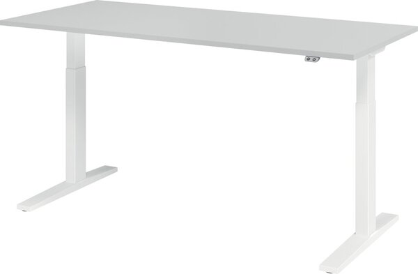 Sitz-Steh-Schreibtisch elektrisch 180 x 80 cm, Grau/Weiß, rechteckig