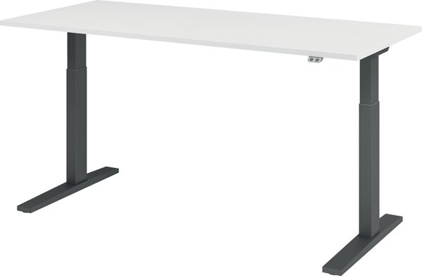 Sitz-Steh-Schreibtisch elektrisch 180 x 80 cm, Weiß/Graphit, rechteckig