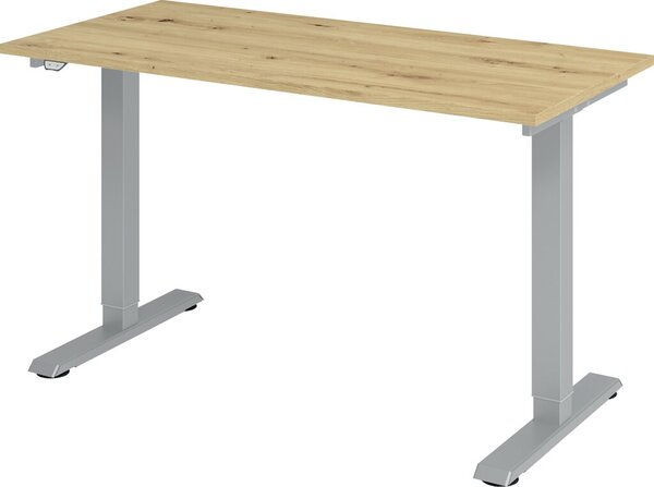 Sitz-Steh-Schreibtisch elektrisch Asteiche, 140 x 67 cm x 2,5 cm Dicke