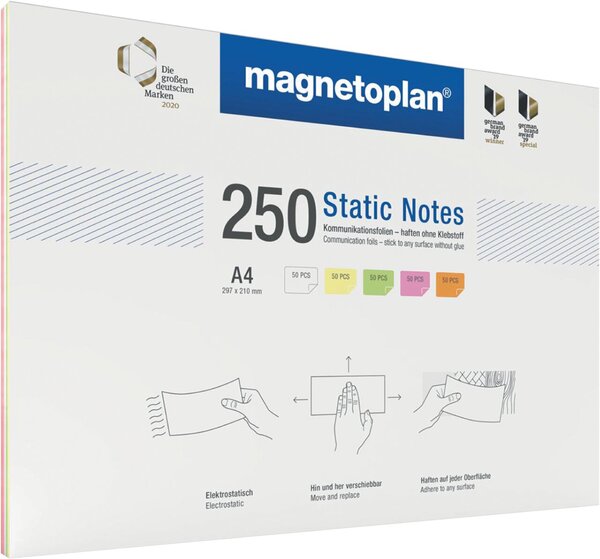 Notes Static, DIN A4, 250 Stk. beschreib- und abwaschbar