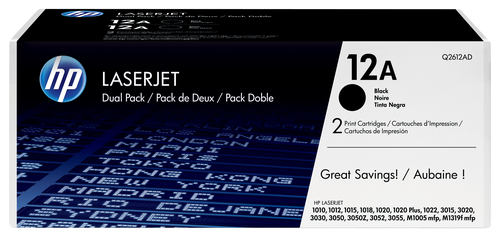 HP 12A 2er Pack Schwarz LaserJet Tonerpatrone (Q2612AD)