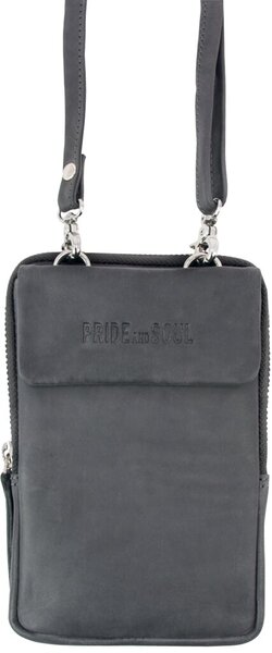 Handy Umhängetasche Loris, Leder, grau 6 Kreditkartenfächer