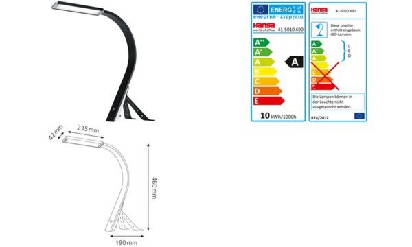 Hansa LED-Tischleuchte Swing, schwa rz (61000240)