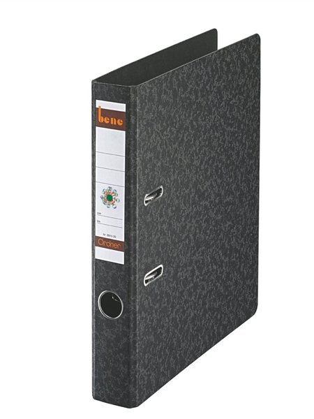 Hartpappe-Ordner No.1, A4 5,2cm, schwarz, mit aufgeklebtem Rücken-