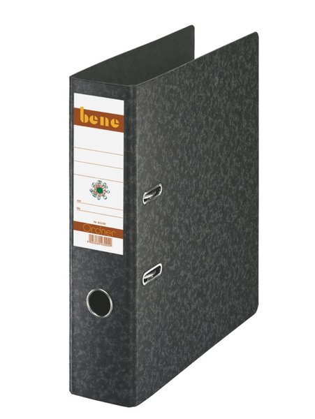 Hartpappe-Ordner No.1, A4 8cm, schwarz, mit aufgeklebtem Rücken-