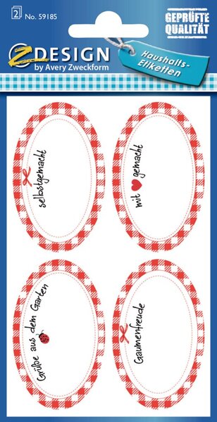 Haushaltsetikett HOM Karo oval 2 Bogen