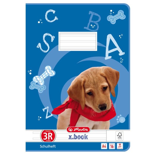 Heft A4, 16 Blatt, 80g, LIN 03/R liniert m.R., FSC Mix, Hund