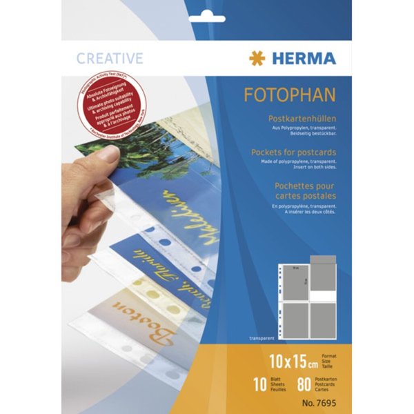 Herma Postkartenhüllen f. 4 WPK 10x15                       7695