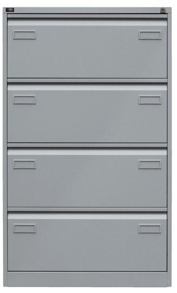 Hängeregistraturschrank, doppelbahnig, 4 Hängeregistraturen, silber