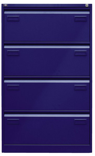 Hängeregistraturschrank, doppelbahnig, 4 Hängeregistraturen, blau