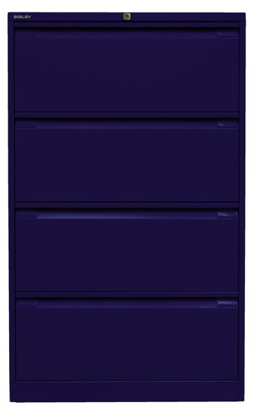 Hängeregistraturschrank, doppelbahnig, blau, 4 Hängeregistraturschubladen