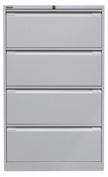 Hängeregistraturschrank, doppelbahnig, grau, 4 Hängeregistraturschubladen
