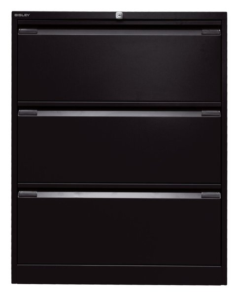 Hängeregistraturschrank, doppelbahnig, schwarz, 3 Hängeregistraturschubladen