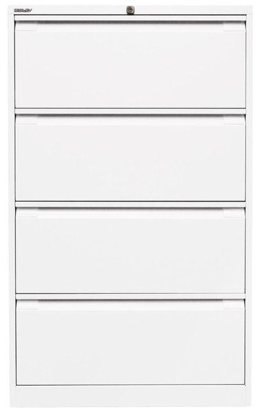 Hängeregistraturschrank, doppelbahnig, weiß, 4 Hängeregistraturschubladen