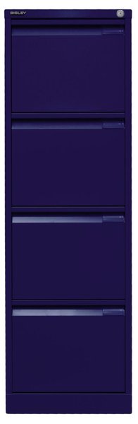 Hängeregistraturschrank, einbahnig, 4 Hängeregistraturen, blau