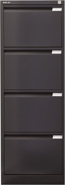 Hängeregistraturschrank, einbahnig, 4 Hängeregistraturen, schwarz