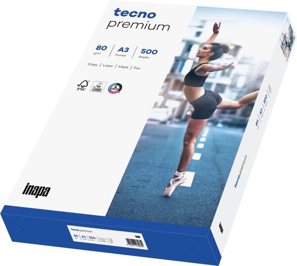 Kopierpapier, Tecno Premium, A3, 80g, extraweiß, 500 Blatt/Packung