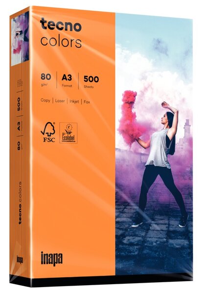 Kopierpapier, Tecno Colors, A3, 80g, intensiv orange