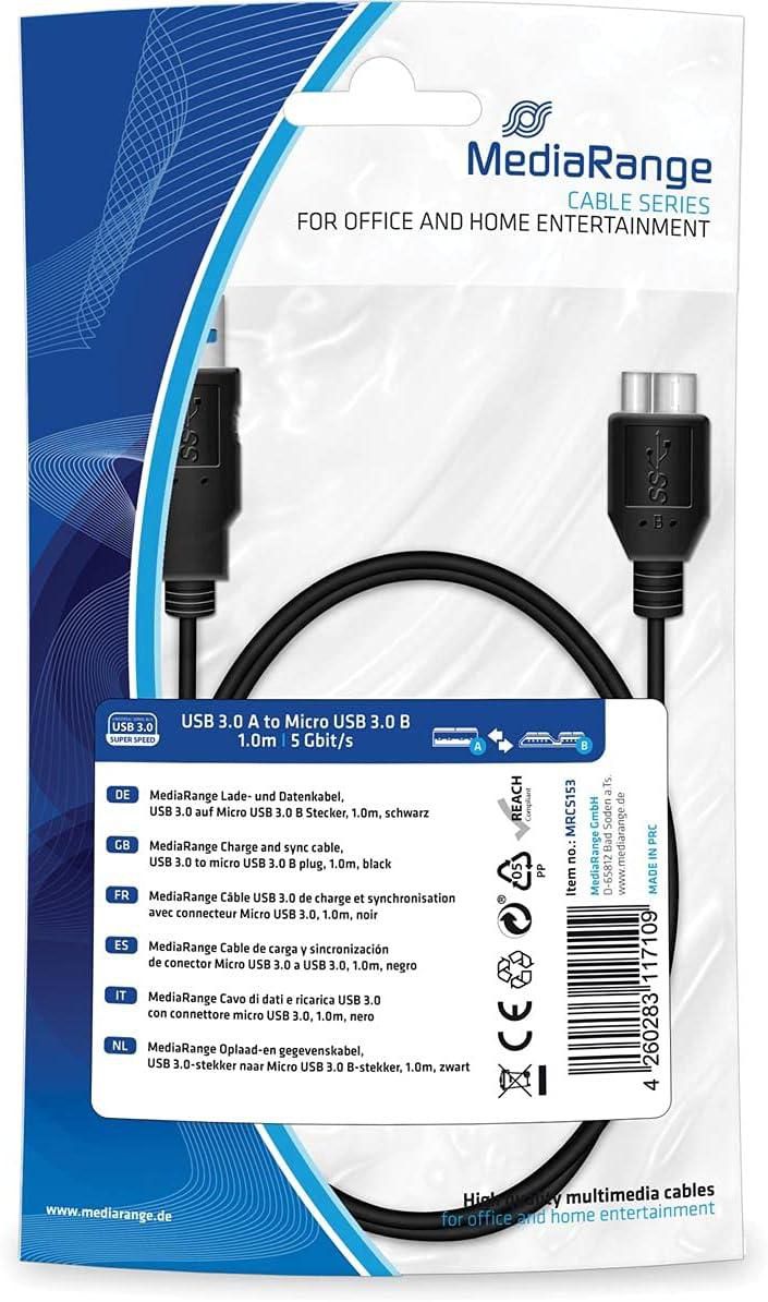 MEDIARANGE MRCS153 Edv-Zubehöre USB-Kabel Micro 3.0 schwarz (MRCS153)