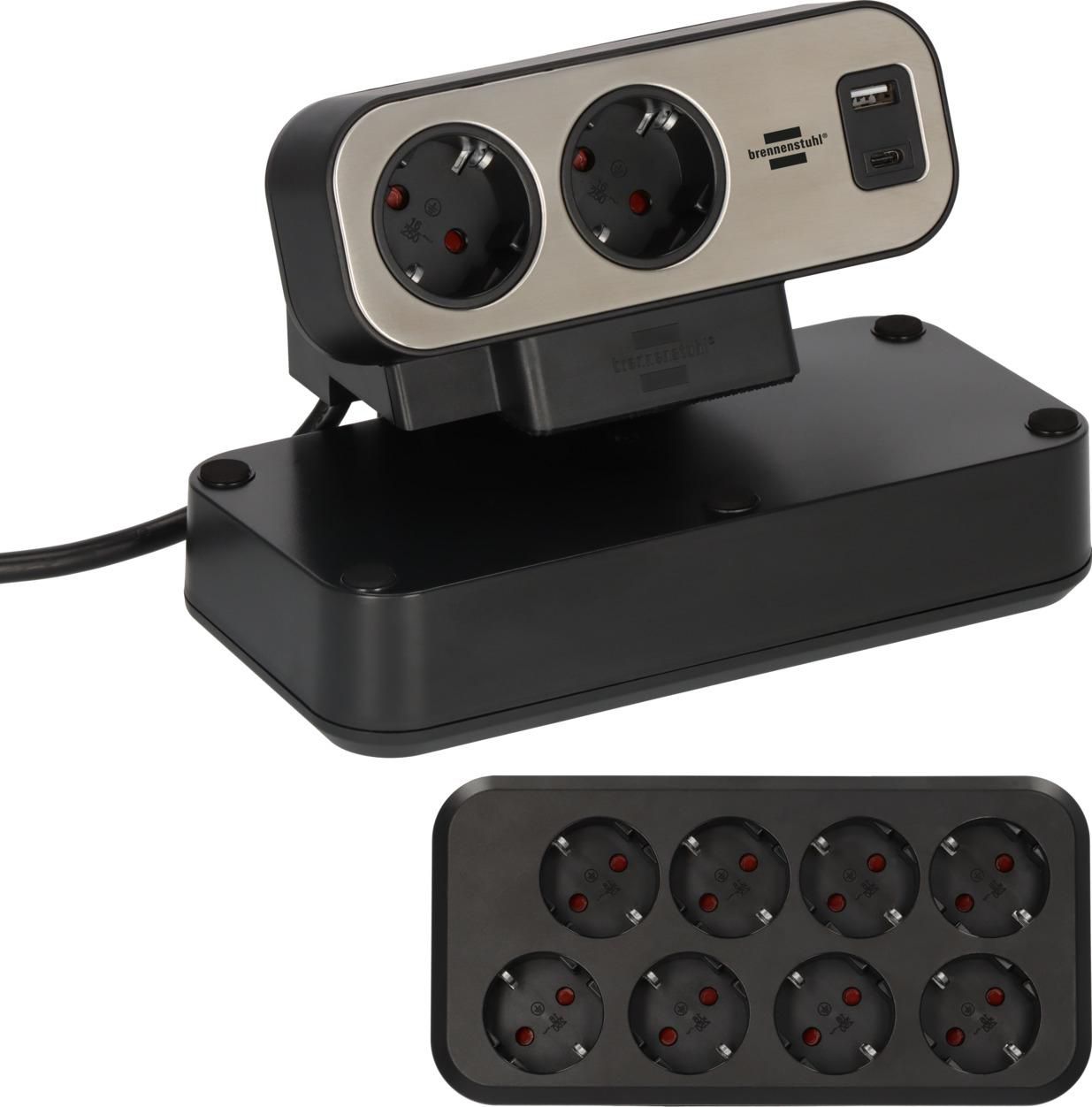 brennenstuhl estilo Duplex USB 10-fach Tischsteckdose 2,0 cm schwarz