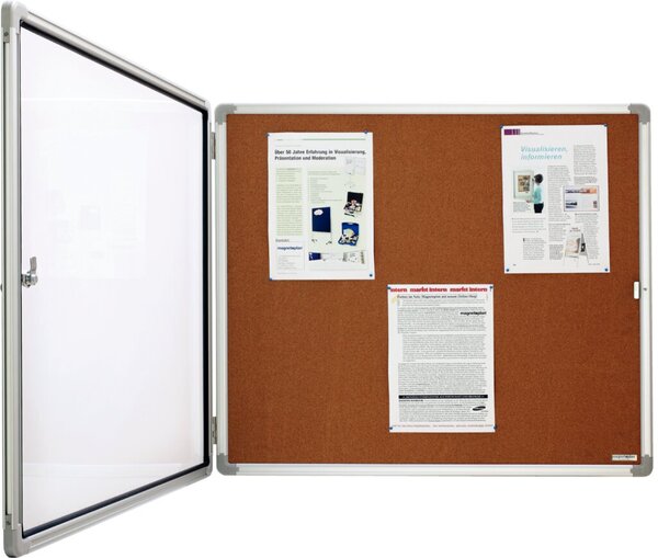 Innenschaukasten mit Korkrückwand 6 X A4 Aluminiumrahmen, runde