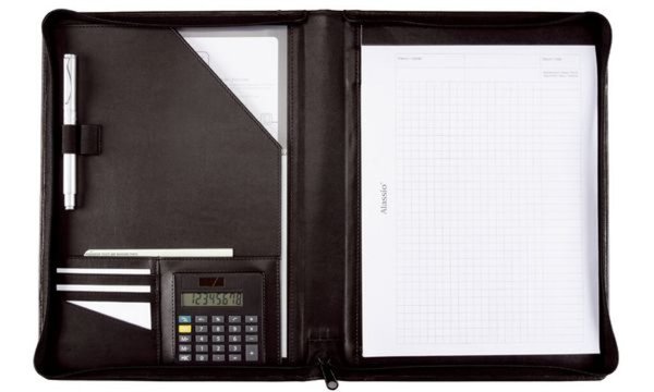 JÜSCHA Alassio - Mappe mit Reißverschluss für Dokumente - Leder - Schwarz (3005