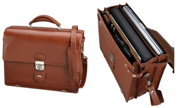 JÜSCHA Alassio Aktentasche "MOCCA", Leder, cognac