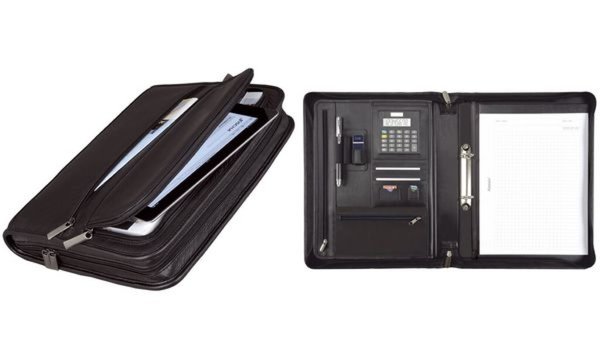 JÜSCHA Alassio Ringbuchmappe "CARPO", A4, Nappaleder, schwarz 2er Ringmechanik,