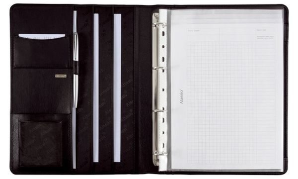 JÜSCHA Alassio Ringbuchmappe "CREMONA II", A4, Nappaleder, schwarz schwarz, 4 L