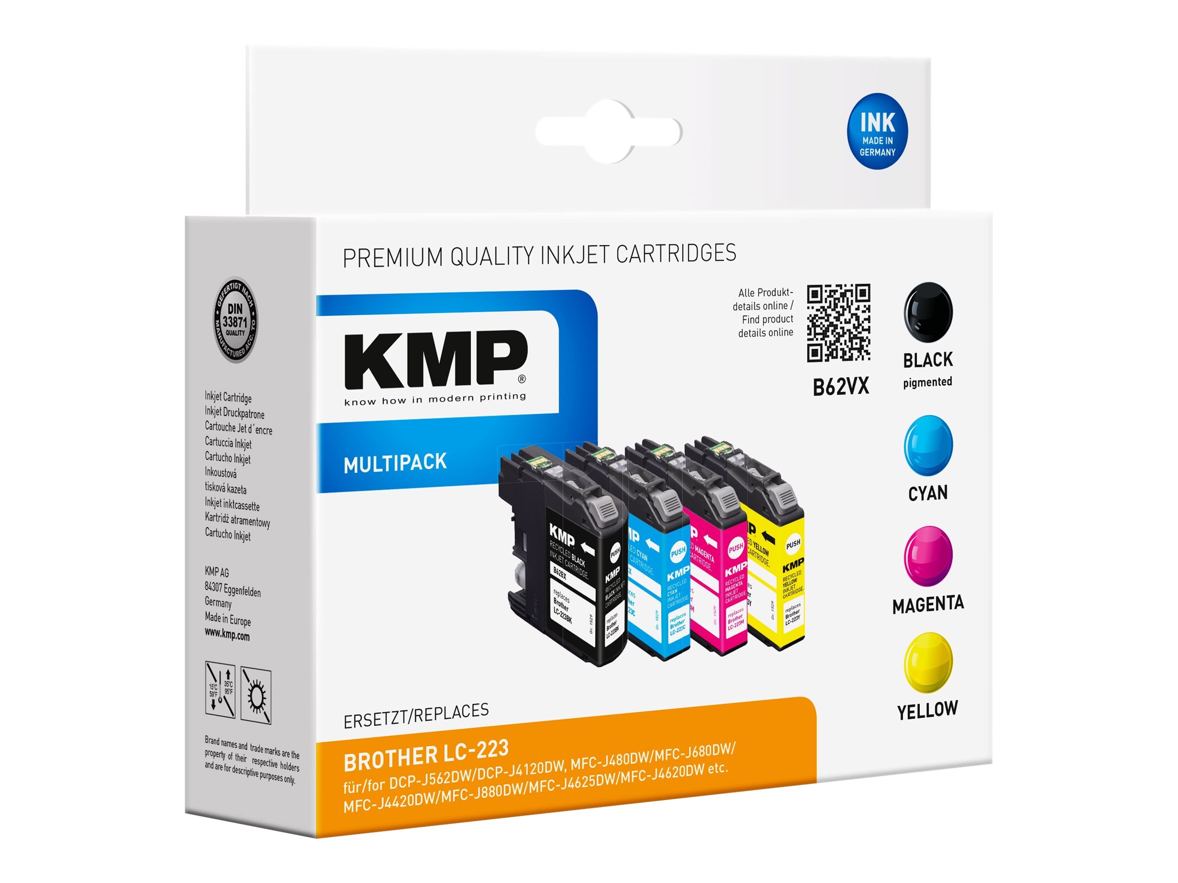 KMP B62VX Multipack kompatibel mit Brother LC-223 BK/C/M/Y