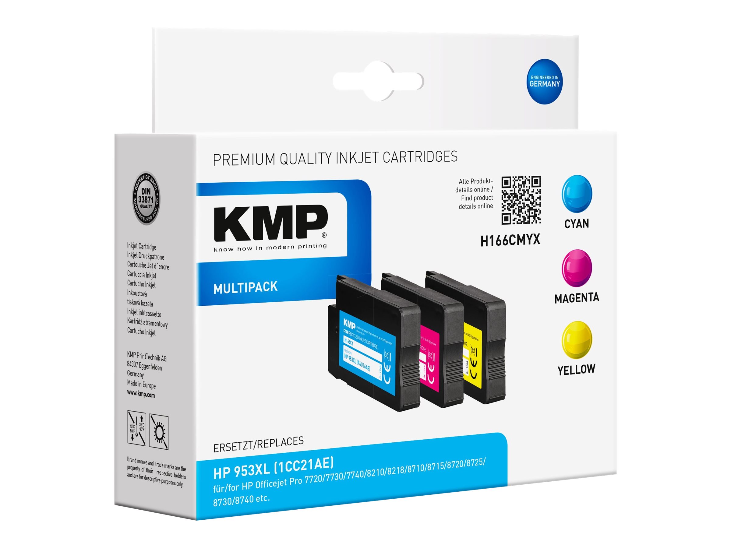 KMP Tintenpatrone ersetzt HP 953XL (F6U16AE, F6U17AE, F6U18AE)