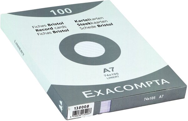 Karteikarten A7 blanko weiß 100 Stück #13300B