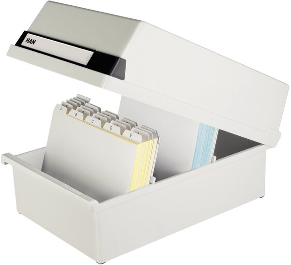 Karteikasten A5 quer f.1300 Karten lichtgrau 235x360x190mm