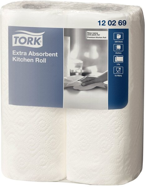 Küchenrolle, 2er Packung, 2-lagig, weiß, geprägt