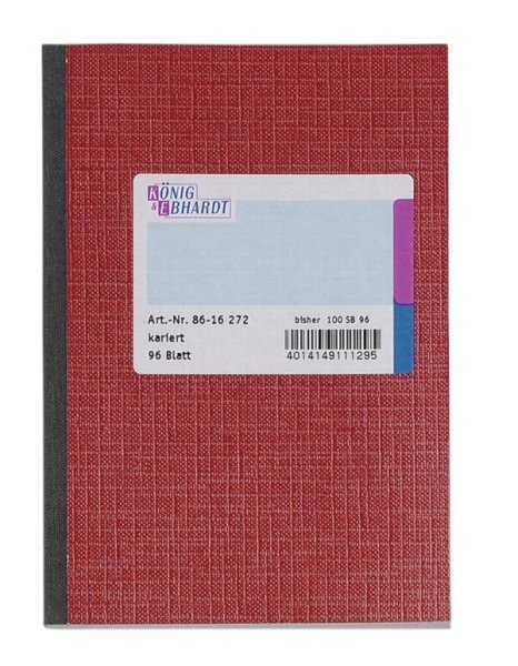 Kladde A6 kariert holzfrei 96 Bl. kariert=rot
