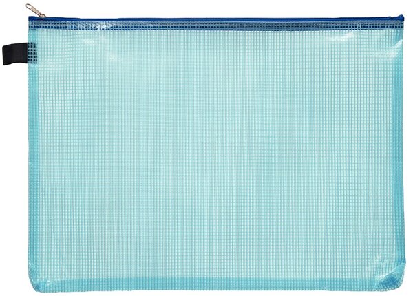 Kleinkrambeutel A4 transparent blau mit farbigem Reißverschluss