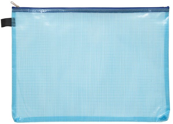 Kleinkrambeutel A6 transparent blau mit farbigem Reißverschluss