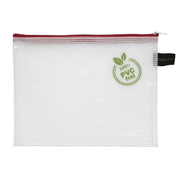 Kleinkrambeutel B6 transparent rot Textil-Reissverschluss, PVC-frei