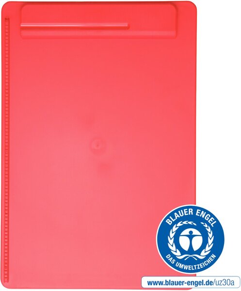 Klemmbrett MAULgo, A4, rot, Recycling Kunststoff, Papieranschlag