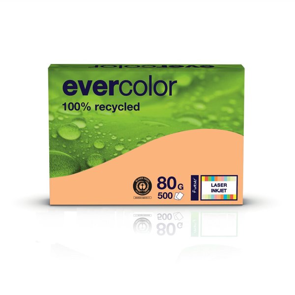 Kopierpapier Evercolor lachs, A4 80 g/qm, aus 100 % Altpapier