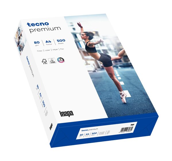 Kopierpapier, Tecno Premium, A4, 80g, extraweiß, 500 Blatt/Packung
