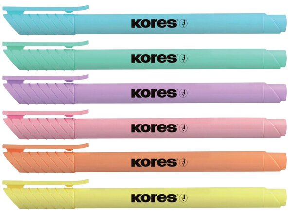 Kores Textmarker-Pen "High Liner Pastell", 6er Etui