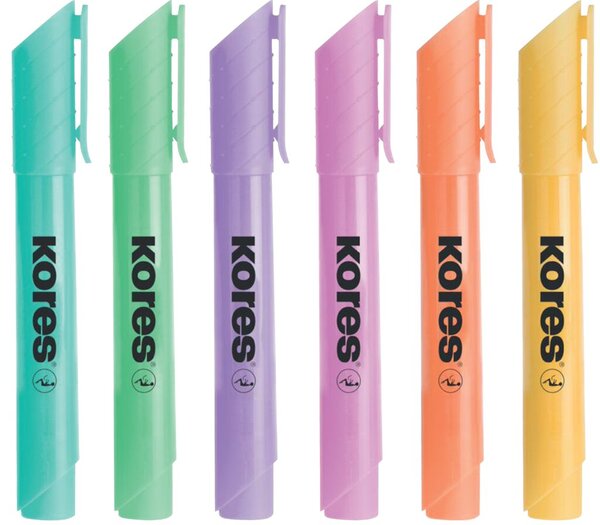 Kores Textmarker "HIGH LINER PLUS", Pastellfarben, 6er Etui