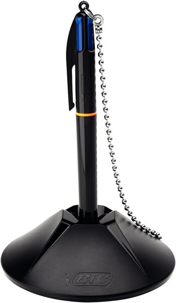Kugelschreiberständer 4-Farb, m.Kette incl. 4 blaue Minen, 0,4 mm