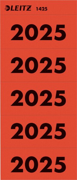 Rücken-Inhaltsschild Jahreszahlen 2025, rot