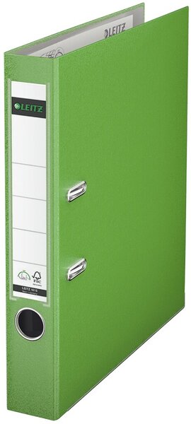LEITZ 180 Grad Ordner, DIN A4, 52 mm, hellgrün farbiger Einband aus Pappe, mit 