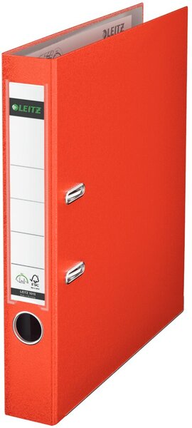 LEITZ 180 Grad Ordner, DIN A4, 52 mm, hellrot farbiger Einband aus Pappe, mit P