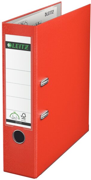 LEITZ 180 Grad Ordner, DIN A4, 80 mm, hellrot farbiger Einband aus Pappe, mit P